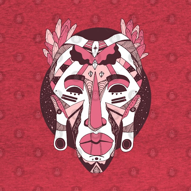 Pink and White African Mask 1 by kenallouis